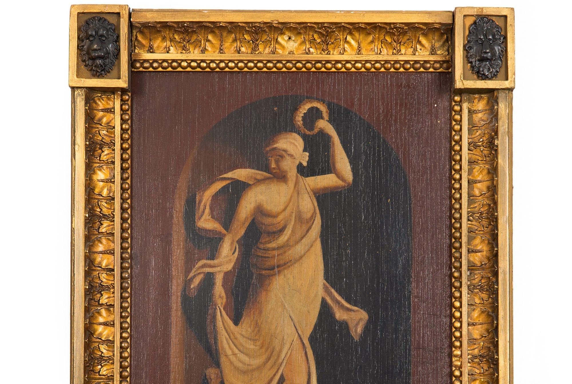 Inglese Coppia di specchi da molo a pannello dipinti in stile classico della Reggenza inglese, 1810 ca. in vendita