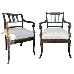 Pair of English Regency Armchairs, circa 1815-1830