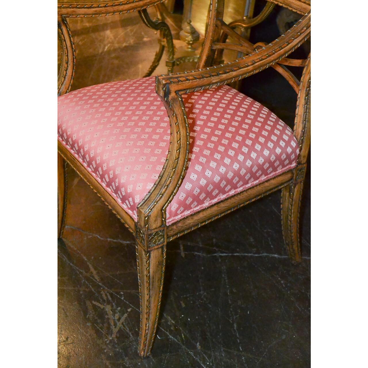 Carved Pair of English Regency Armchairs