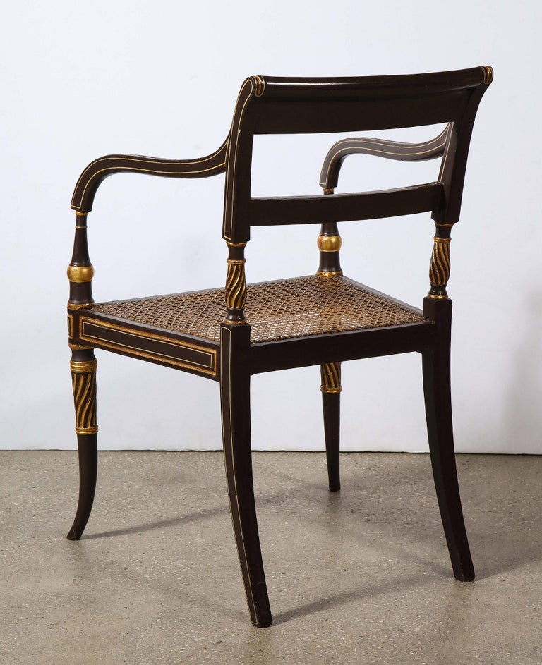Giltwood Pair of English Regency Armchairs For Sale