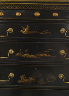 Pair of English Regency Black Lacquered Chests