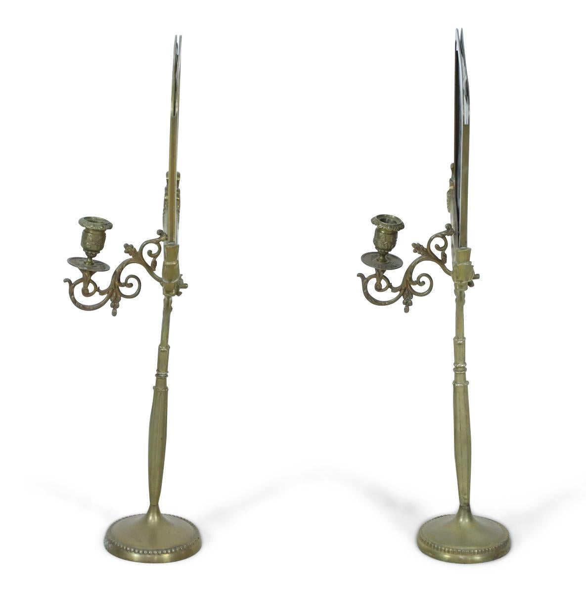 Beaded Pair of English Regency Bronze Candlestick Reflectors For Sale