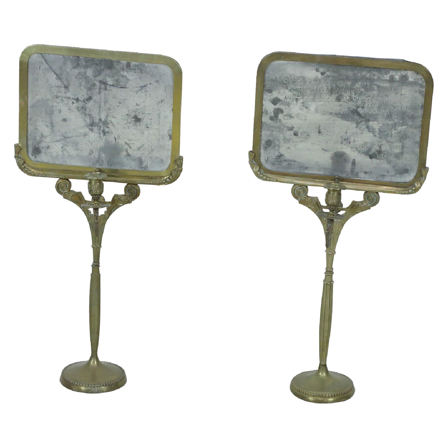 Coppia di candelabri inglesi a riflessione in bronzo della Reggenza in vendita