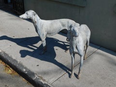 Pair of English Regency Cast Lead Whippet / Greyhound Dogs Garden Figures C 1815