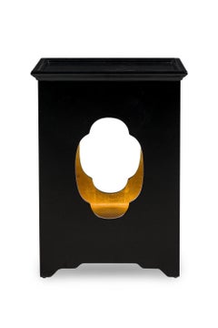 Pair of English Regency Chinoiserie Style Black lacquered Side Tables