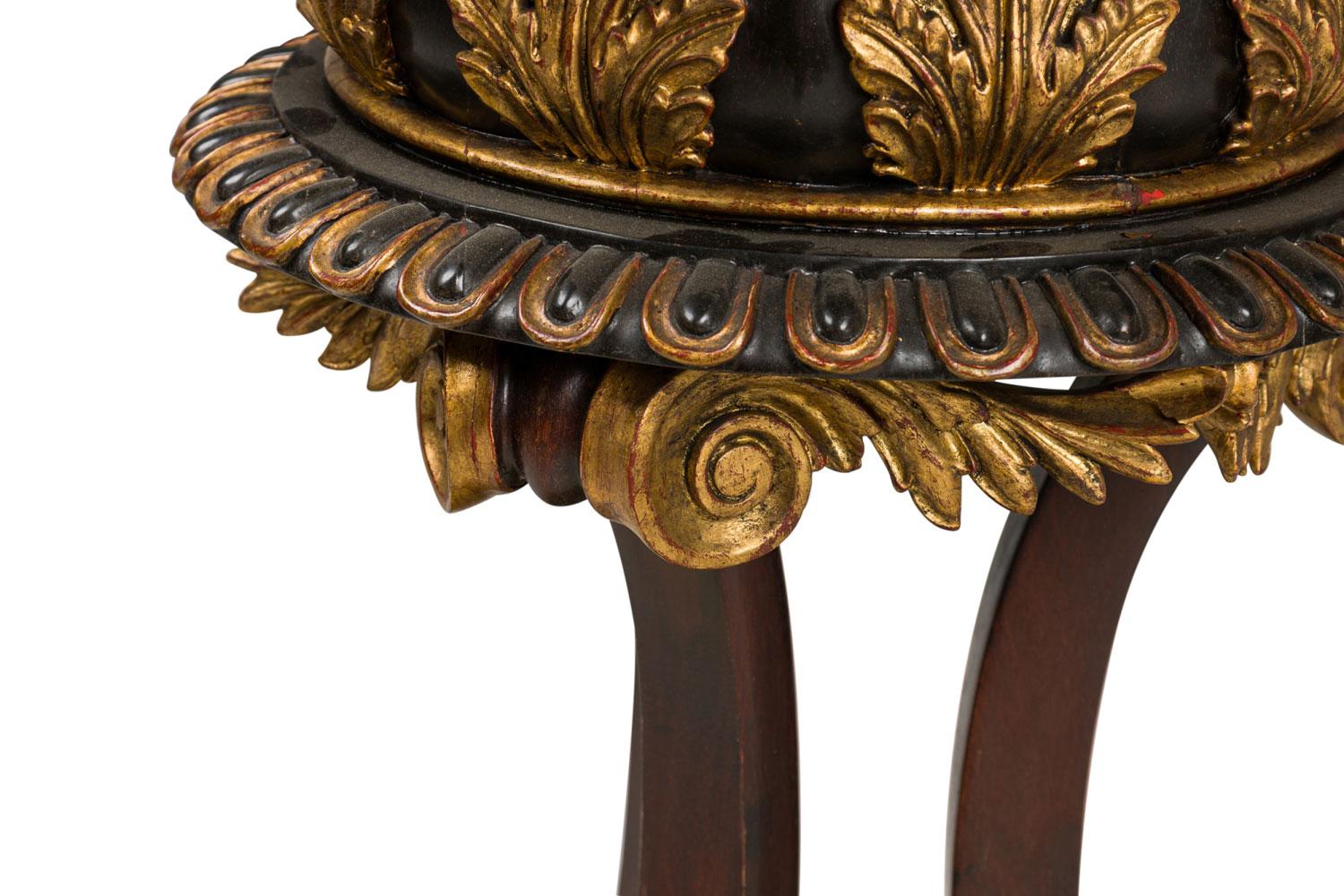 XIX secolo Pair of English Regency Ebony and Gilt 3 Leg Fernery in vendita