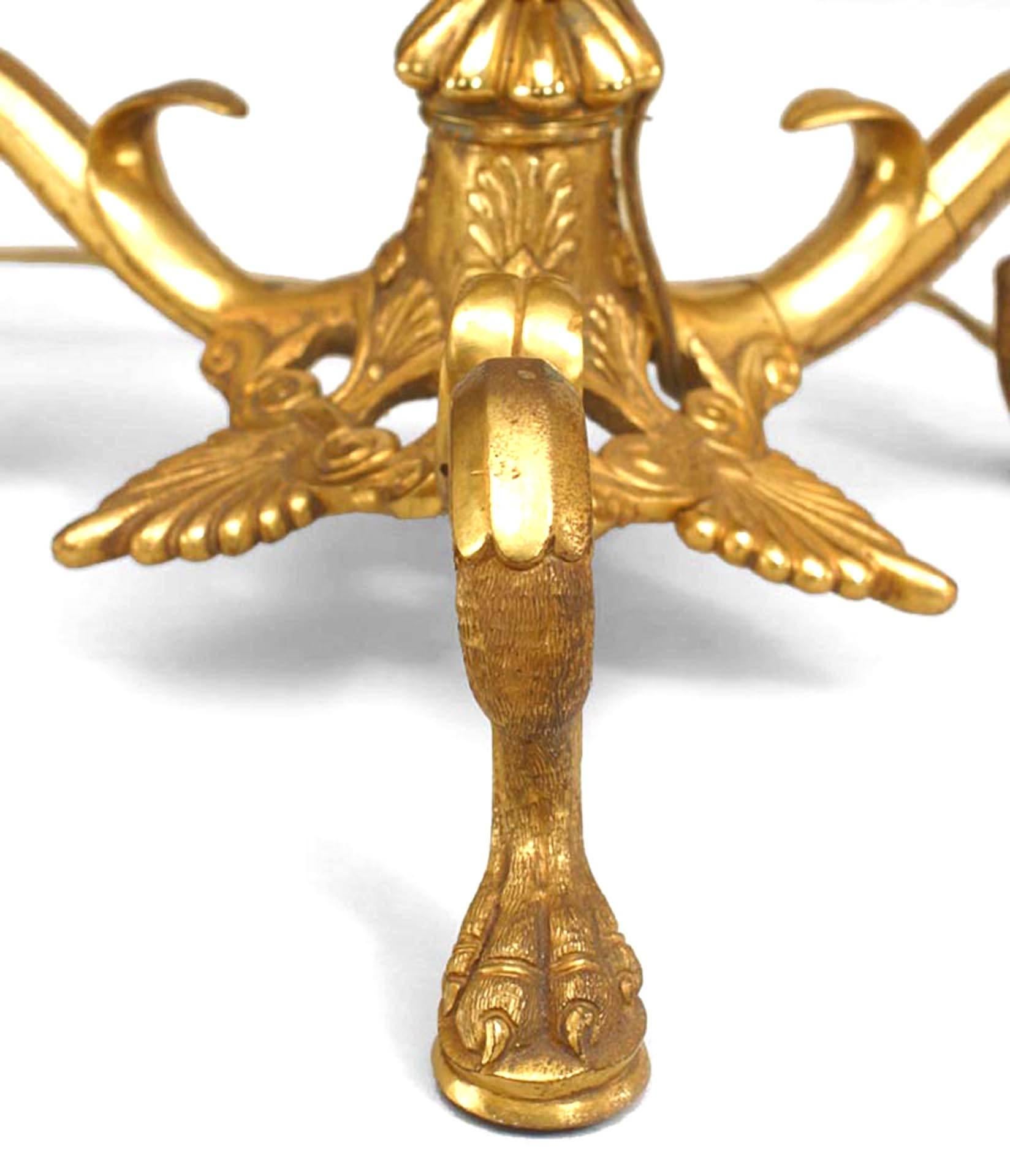 Pair of English Regency Gilt Bronze Sphinx Table Lamps For Sale 2