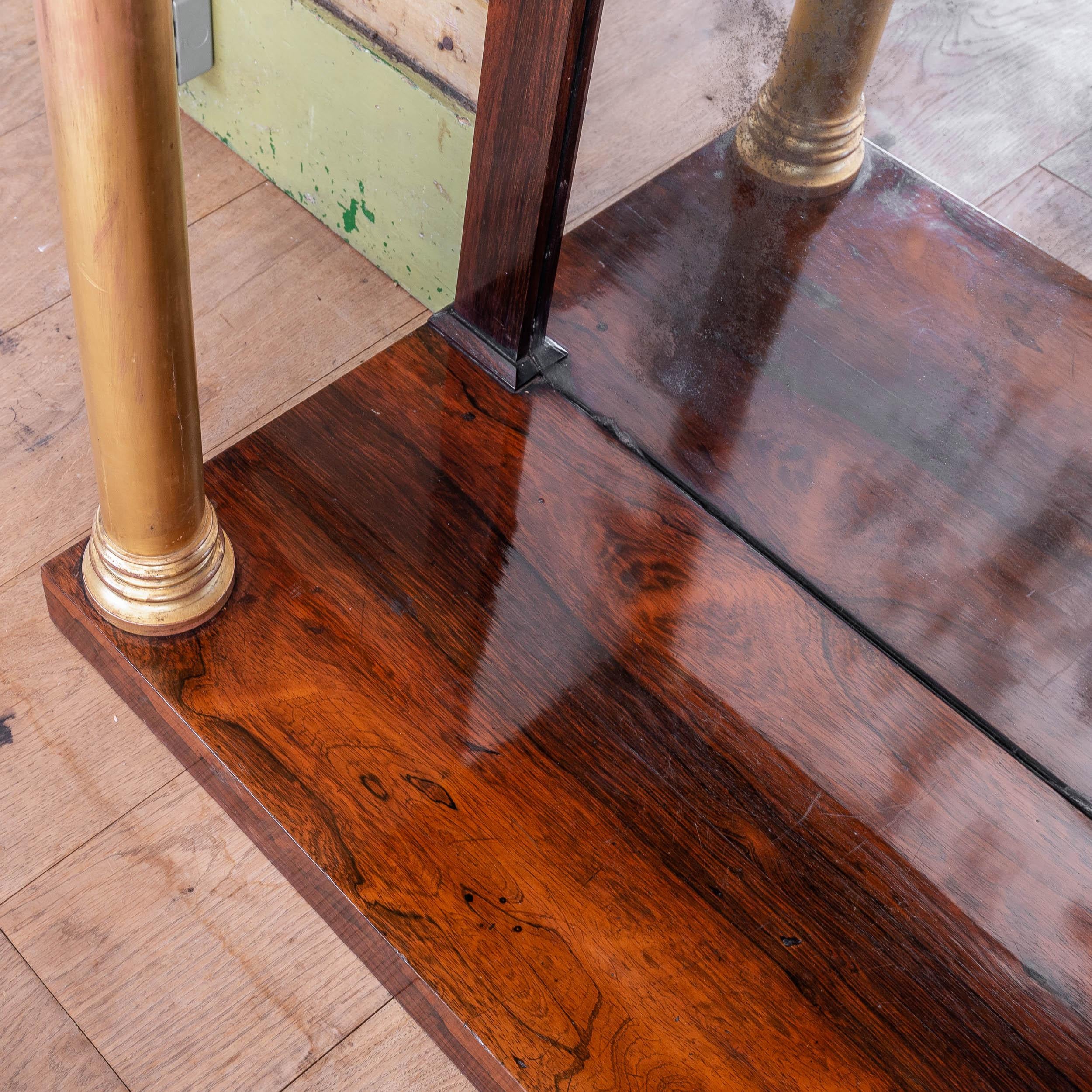 Pair of English Regency Gilt, Rosewood and Marble Pier Tables For Sale 14