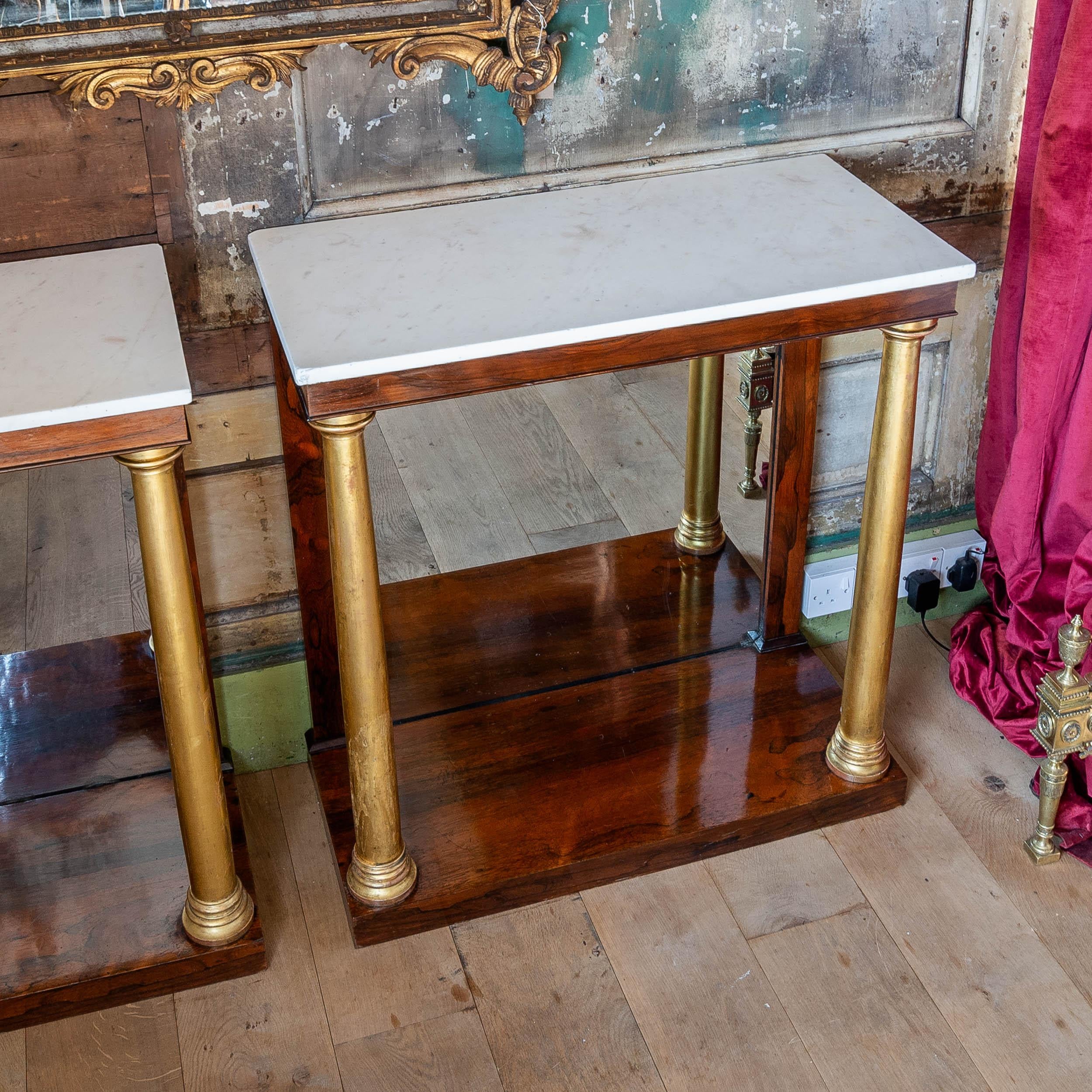 Pair of English Regency Gilt, Rosewood and Marble Pier Tables For Sale 16