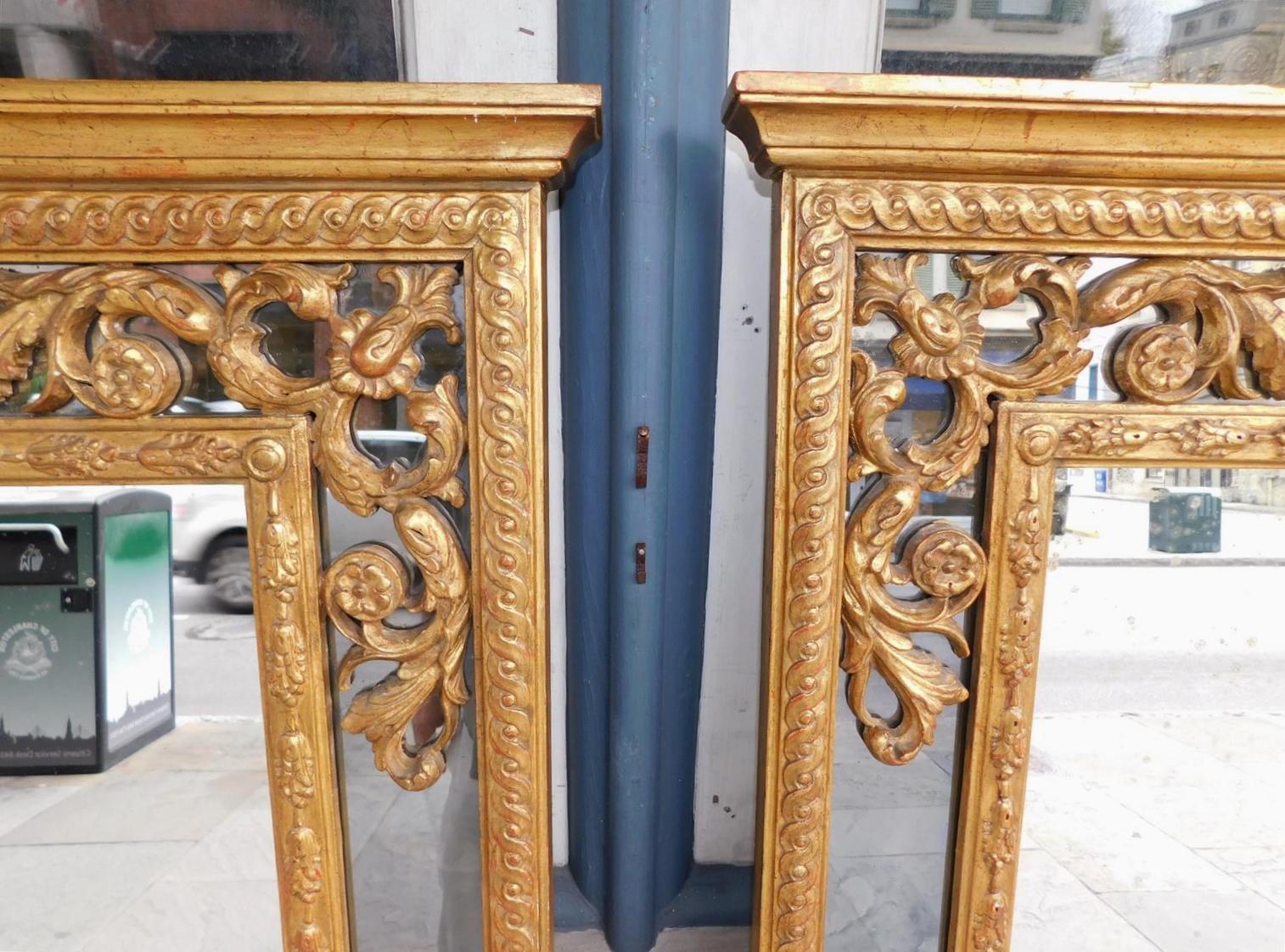 Pair of English Regency Gilt Wood and Gesso Foliage Wall Mirrors, Circa 1815 For Sale 8