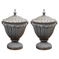 Antique Pair of English Regency Lidded Urns, 19th Century