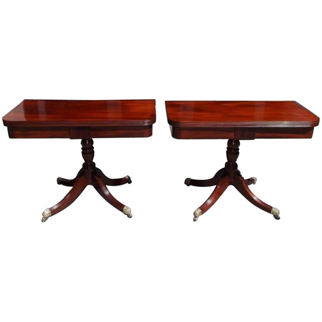 Pair of English Regency Mahogany and Cross Banded Kingwood Card Tables, C. 1815