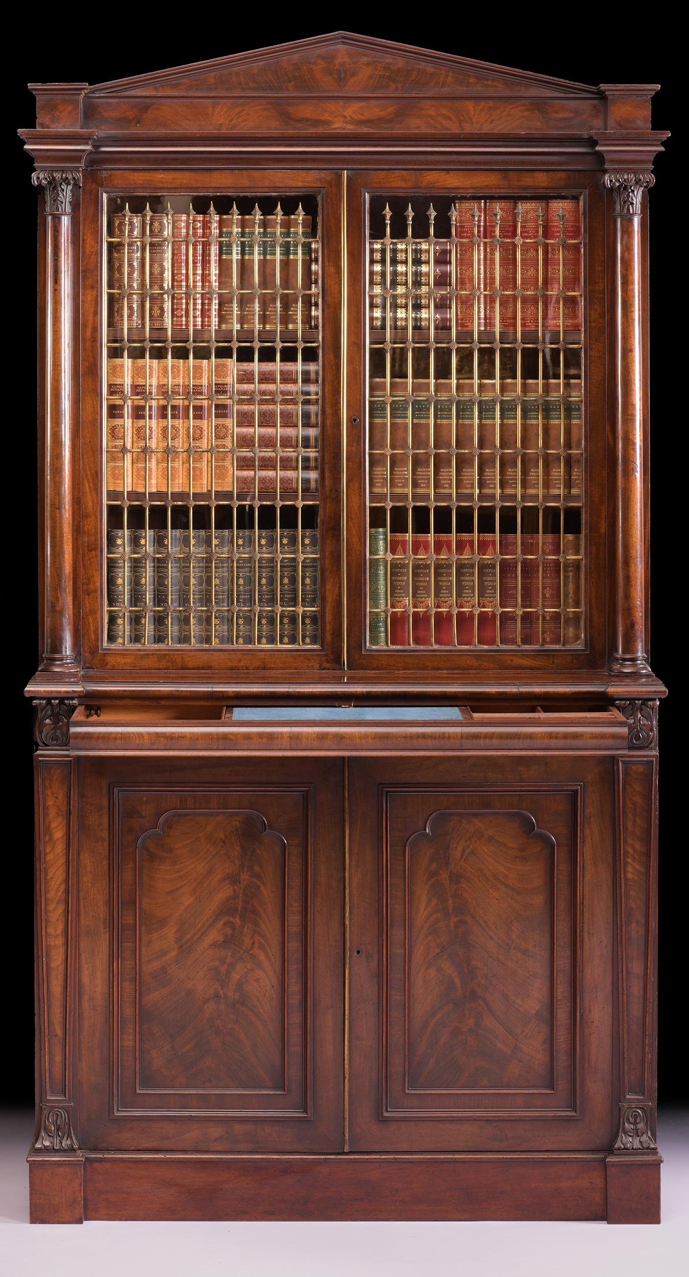 Early 19th Century Pair of English Regency Mahogany Architectural Bookcases by Gillows of Lancaster