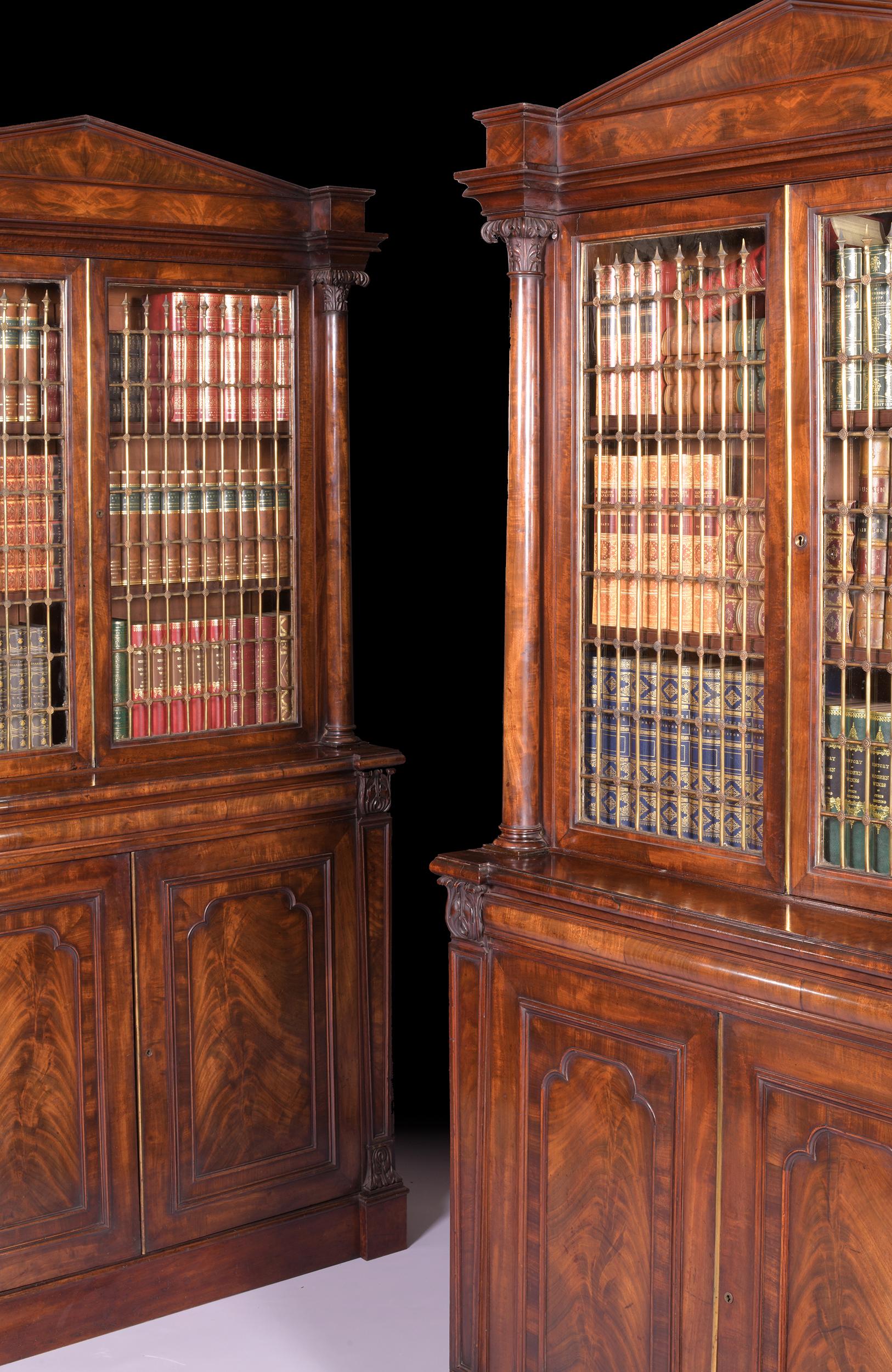 Pair of English Regency Mahogany Architectural Bookcases by Gillows of Lancaster 4