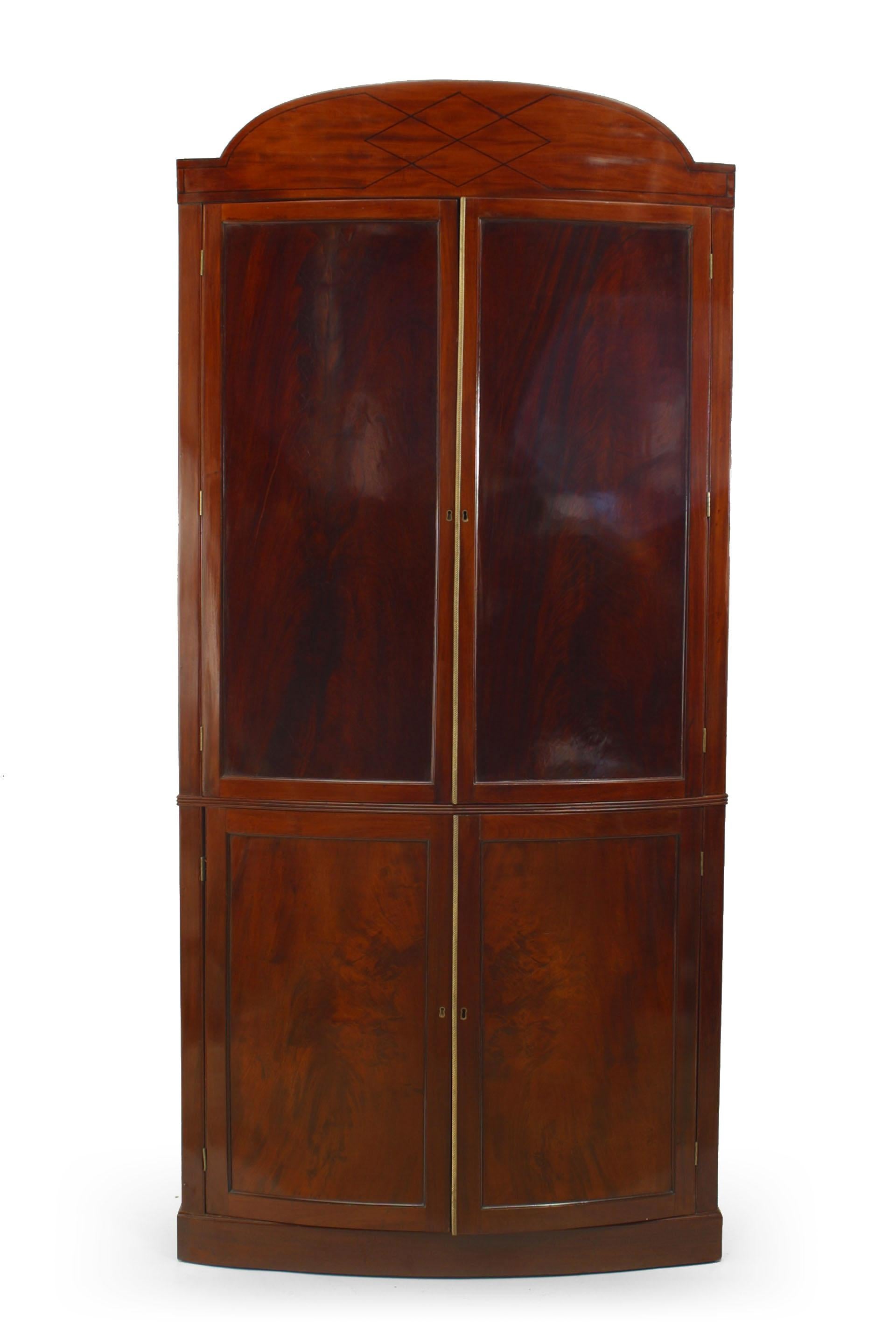 Inlay Pair of English Regency Mahogany Cabinets For Sale