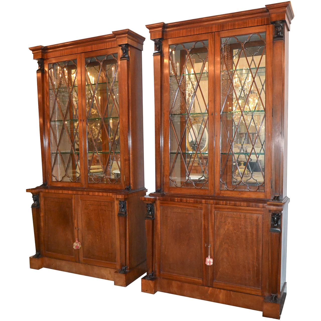 Pair of English Regency Mahogany Cabinets