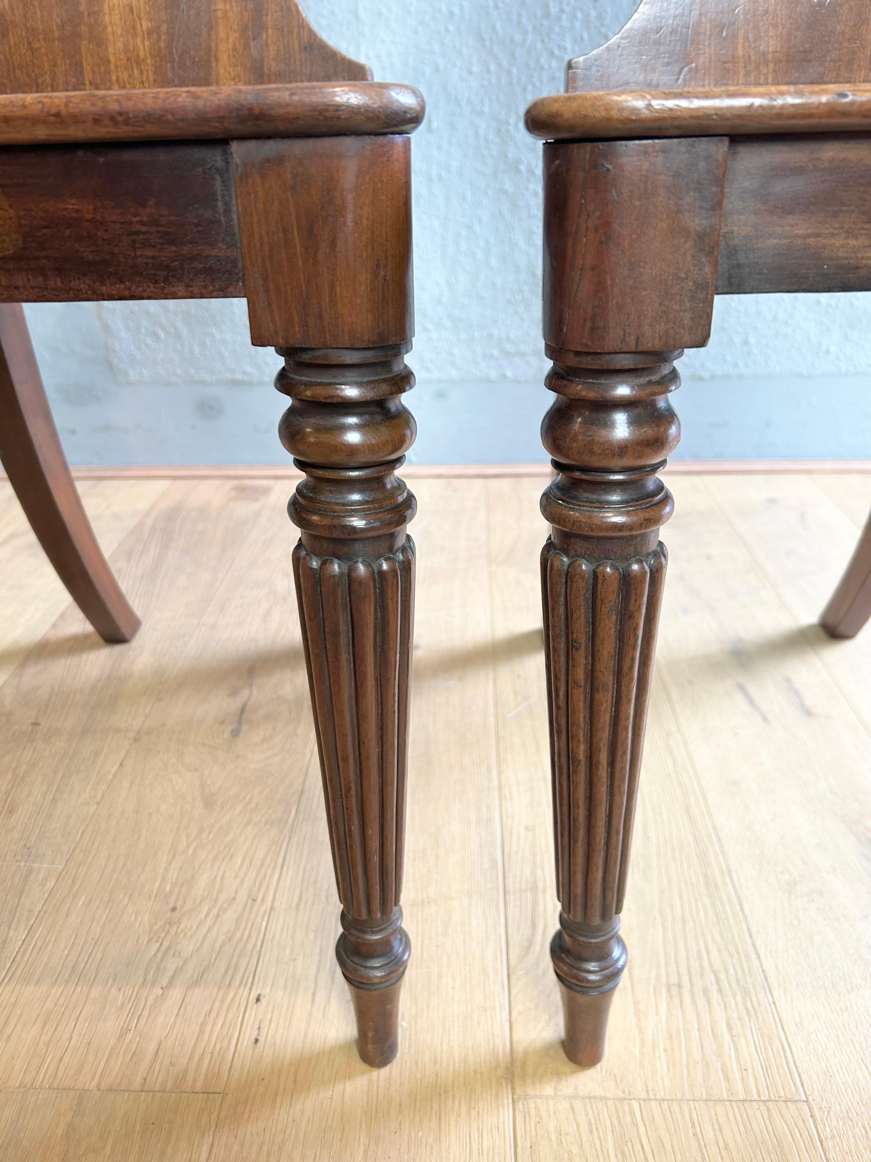 Pair of Gillows Regency hall chairs 2