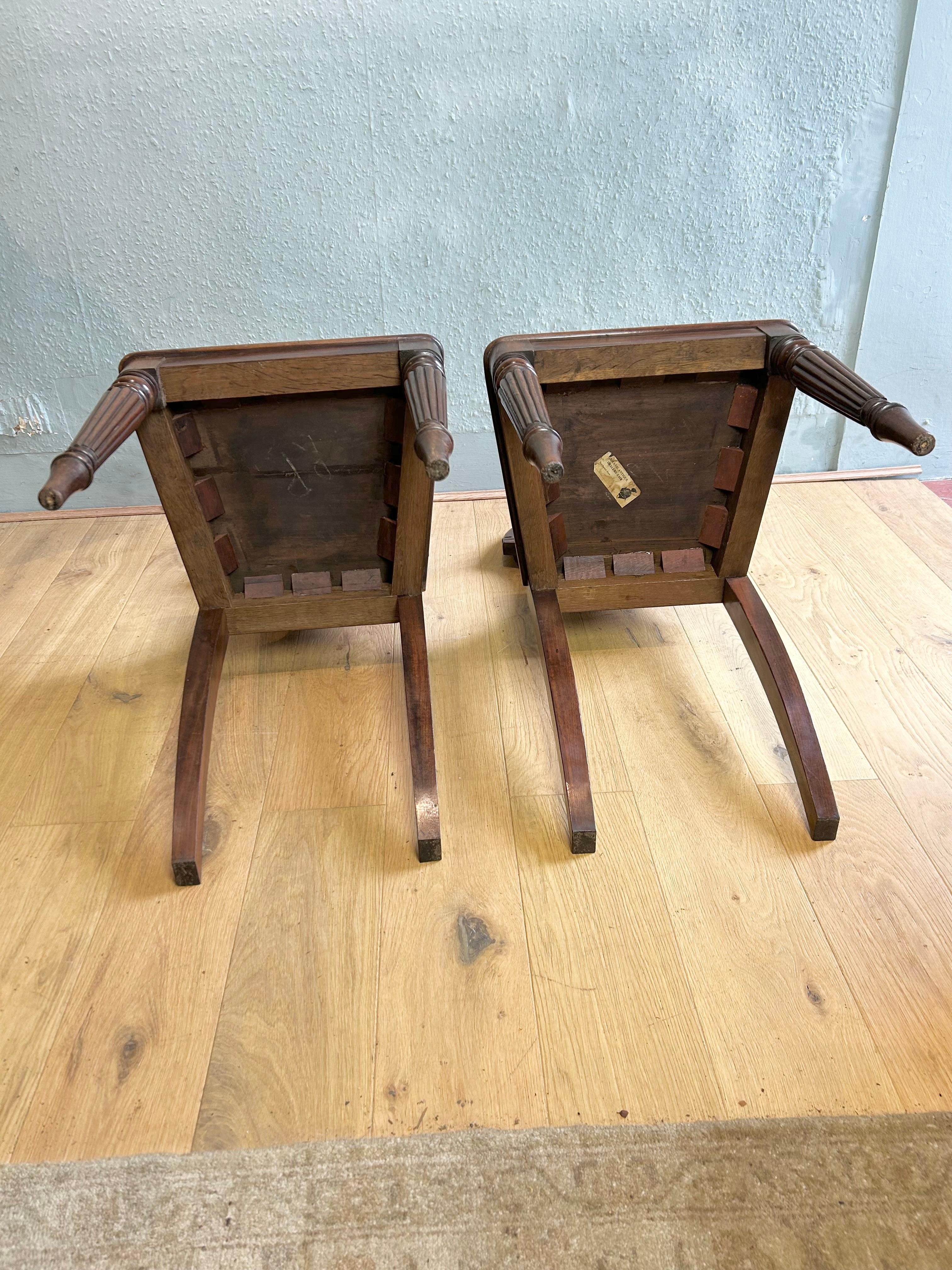 Pair of Gillows Regency hall chairs 6