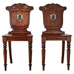 Pair of English Regency Mahogany Hall Chairs