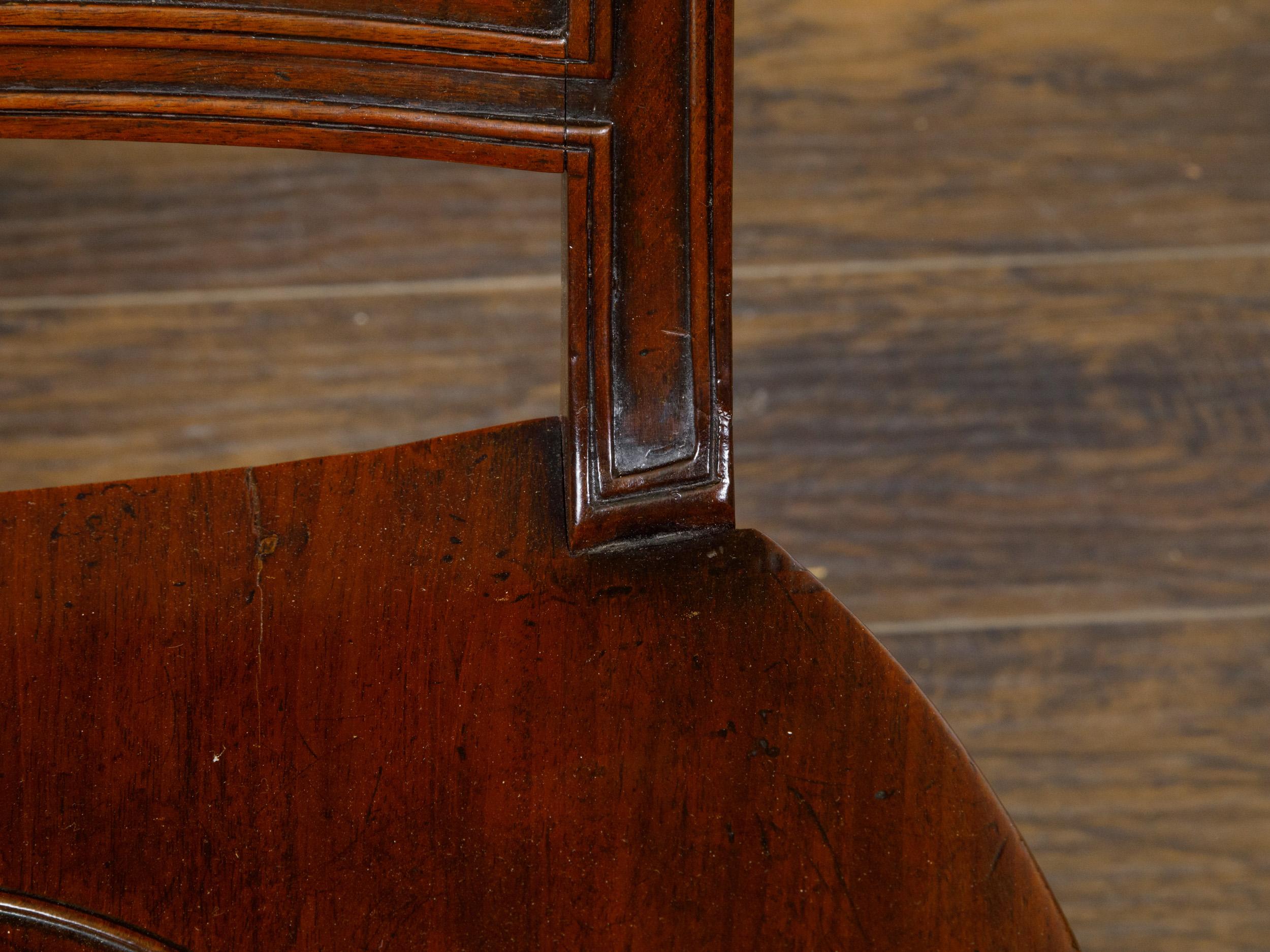 Pair of English Regency Mahogany Hall Chairs with Painted Coat of Arms For Sale 5