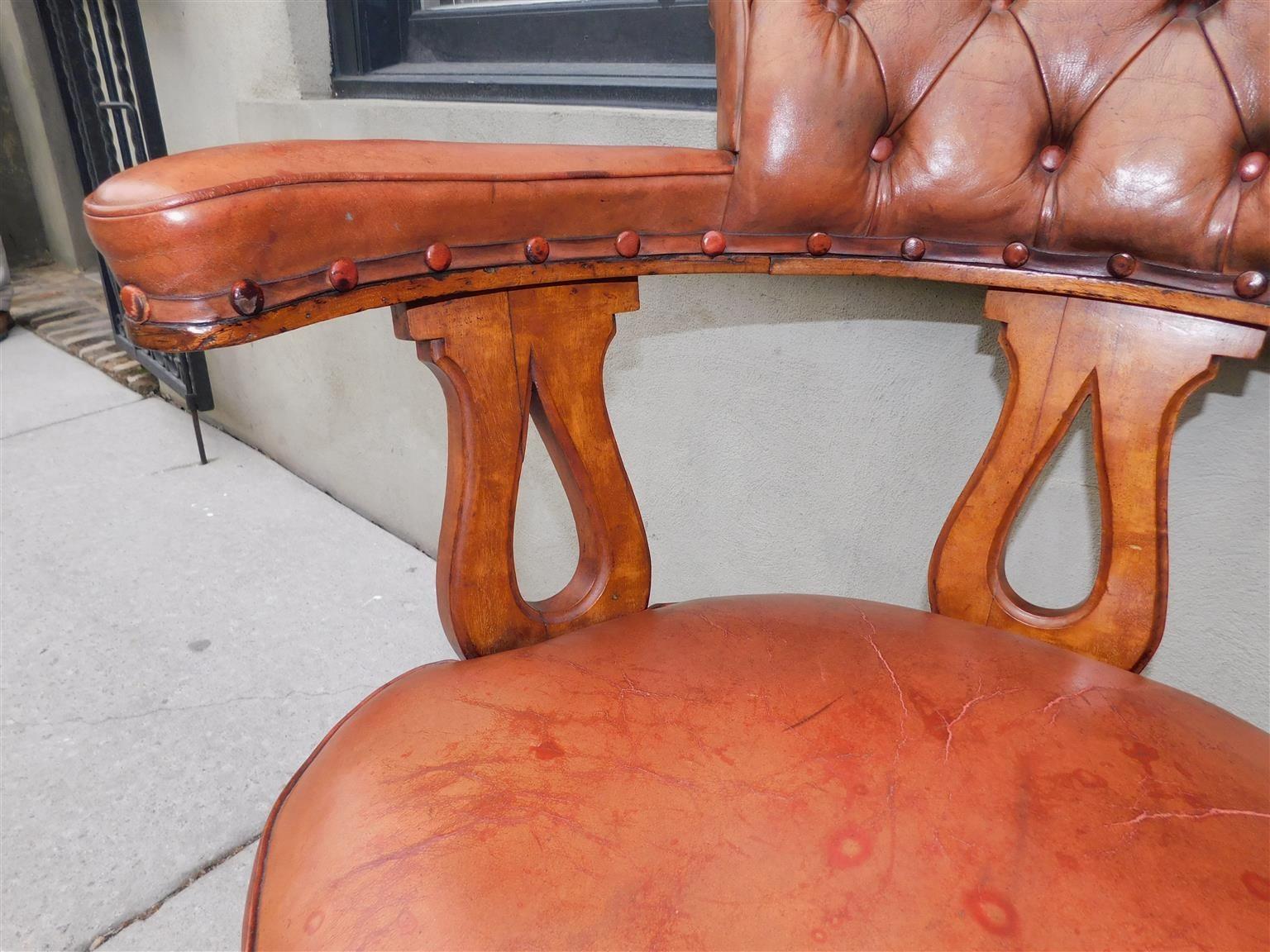 Coppia di poltrone inglesi Regency in mogano con rivestimento in pelle e gambe in giunco A.I.C. 1815 in vendita 2
