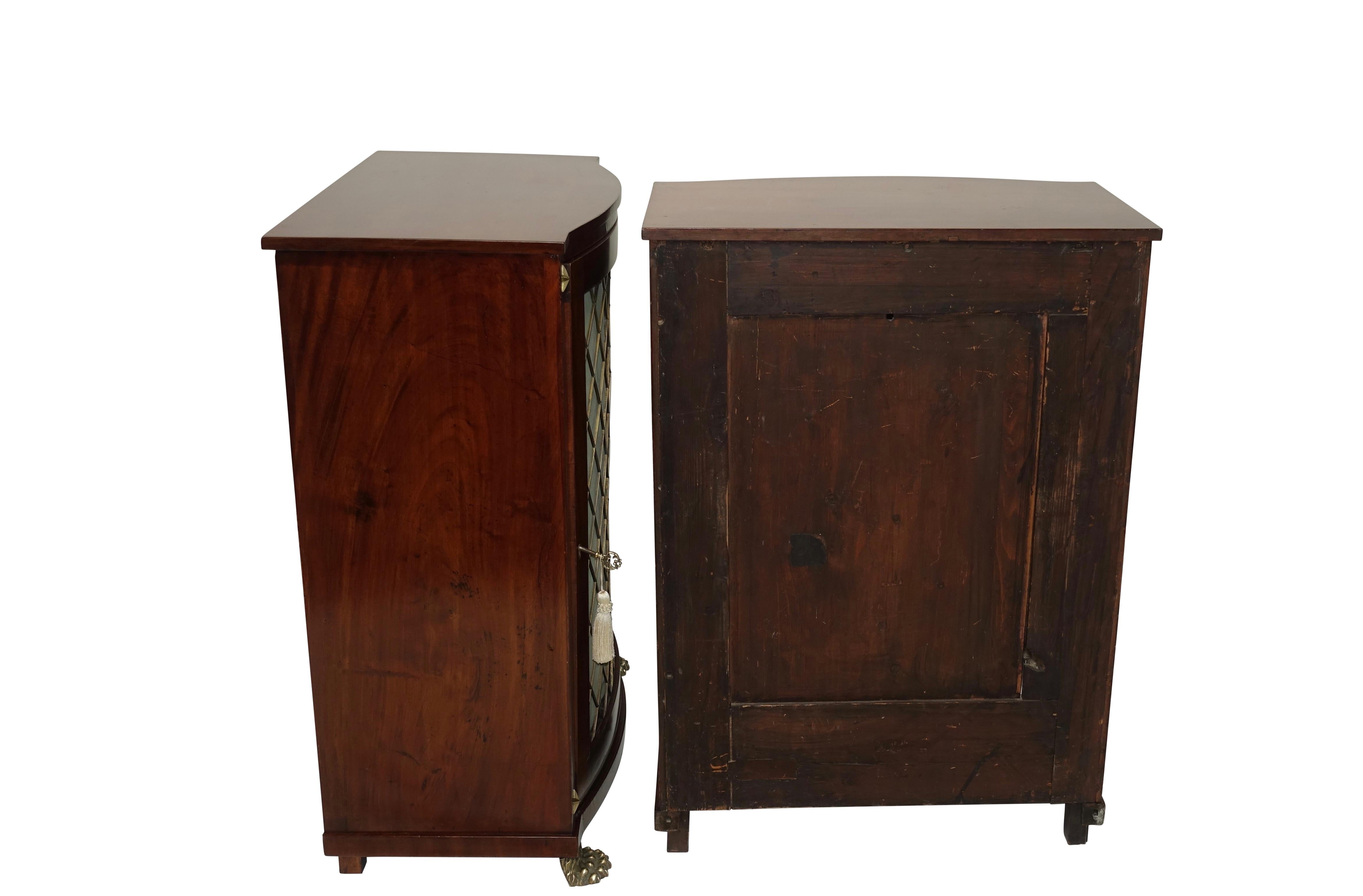 Pair of English Regency Mahogany Side Cabinets with Brass Mounts, circa 1820 7
