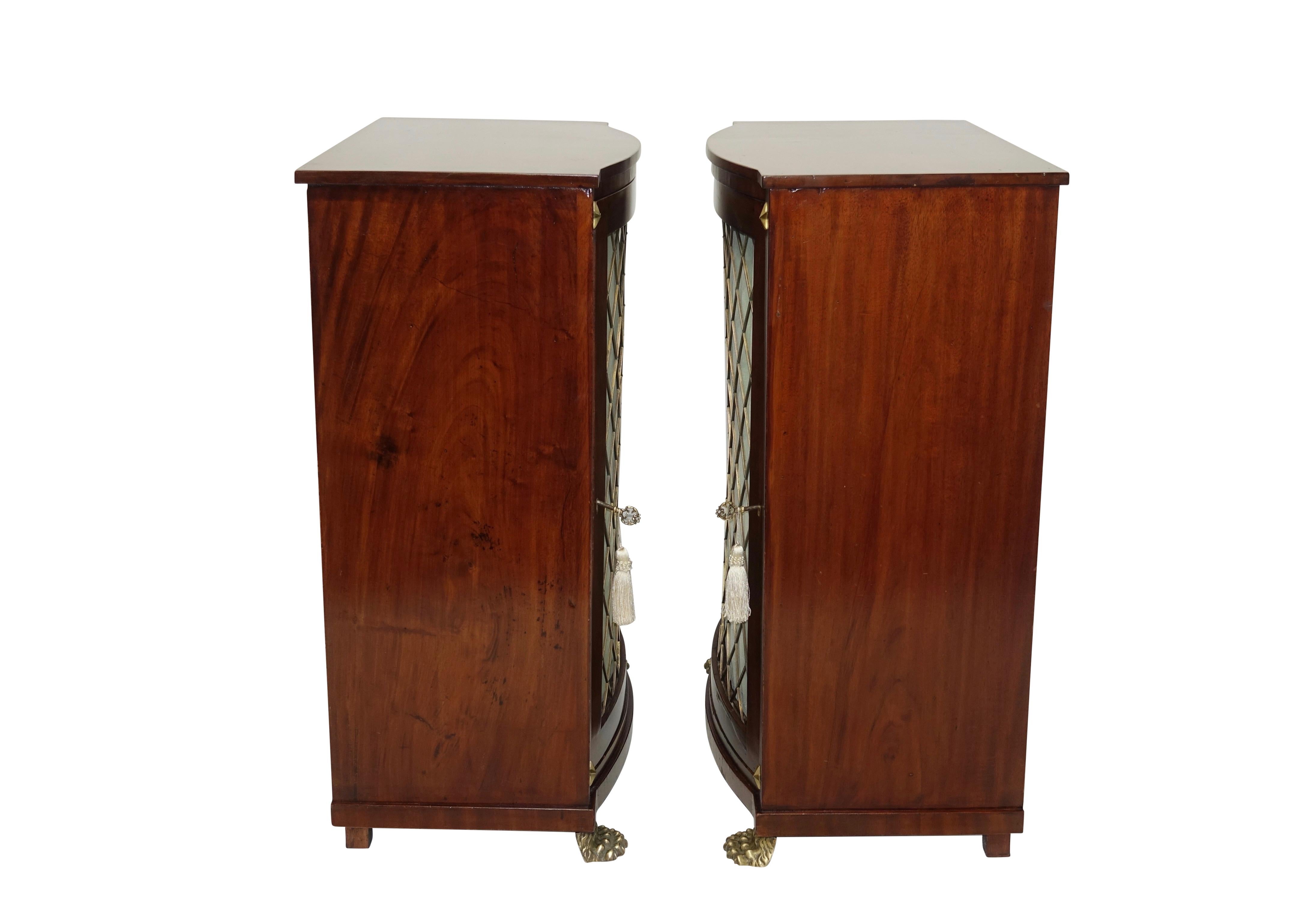 Pair of English Regency Mahogany Side Cabinets with Brass Mounts, circa 1820 5