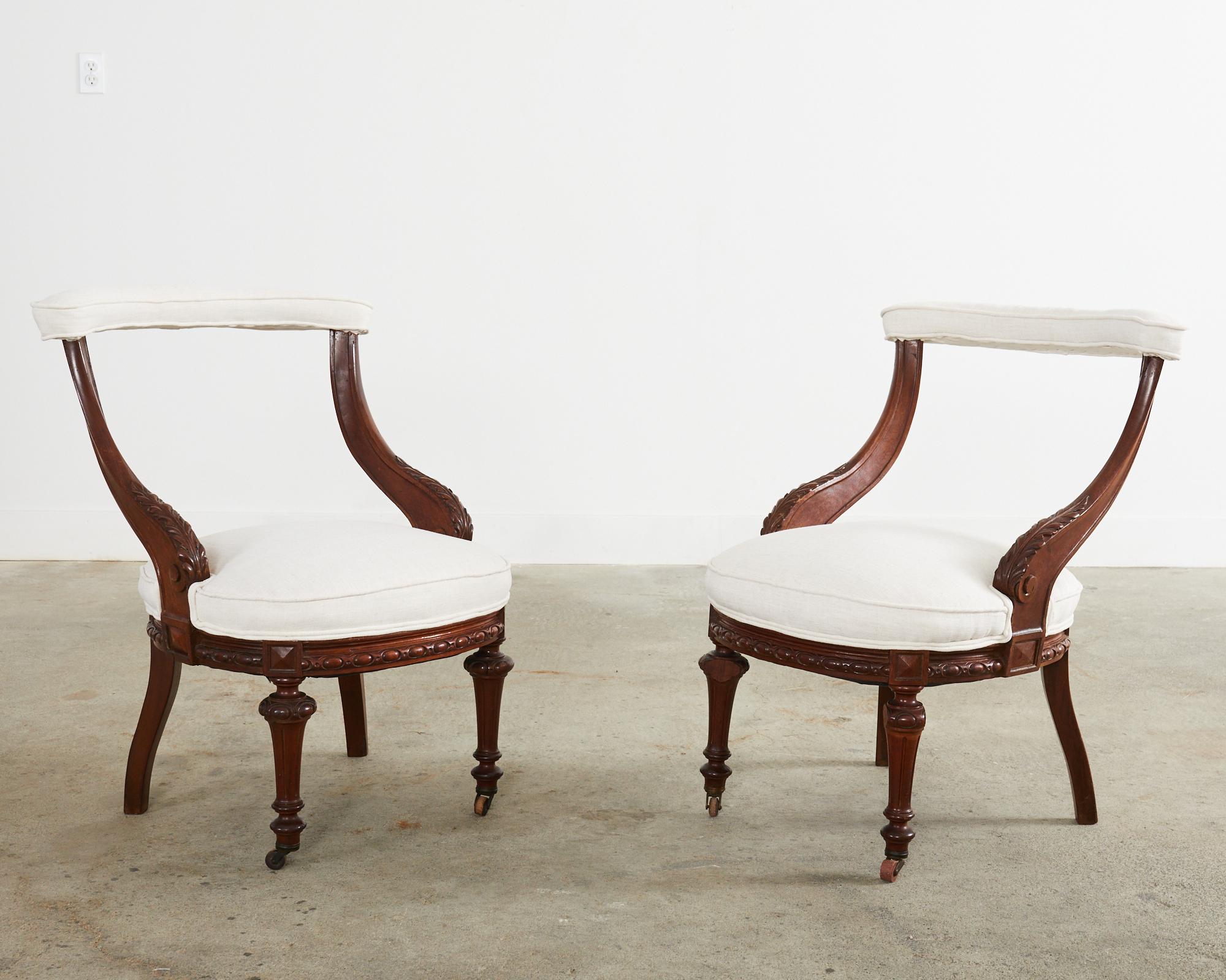 Hand-Crafted Pair of English Regency Period Mahogany Cock Fighting Chairs For Sale