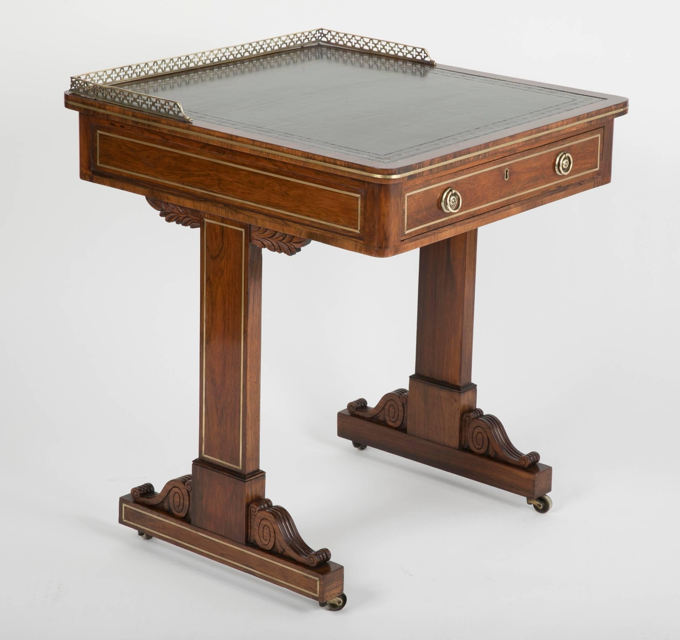 19th Century Pair of English Regency Period Rosewood Writing Tables For Sale