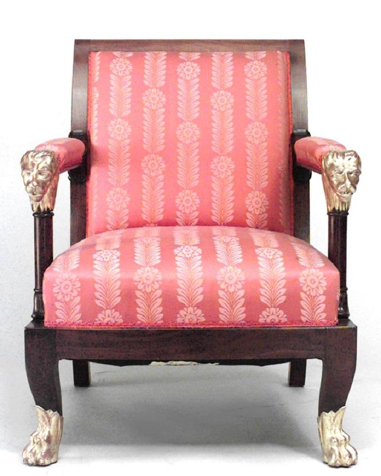 Pair of English Regency Red Armchairs In Good Condition For Sale In New York, NY