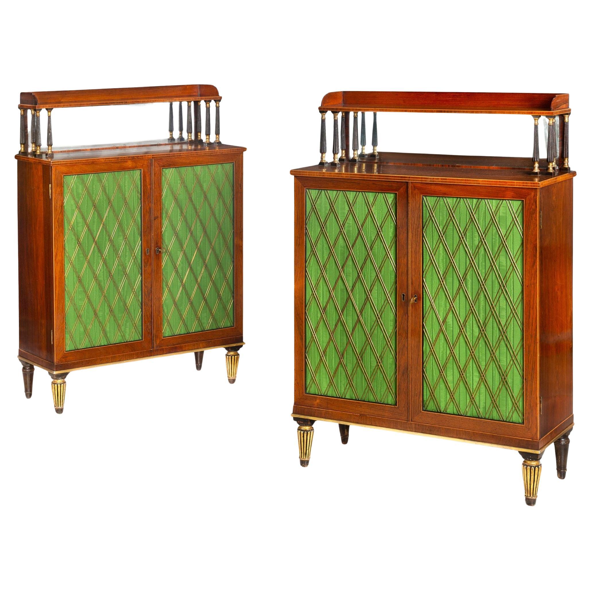 Pair of English Regency Rosewood Chiffoniers Cabinets Bookcases ca. 1810