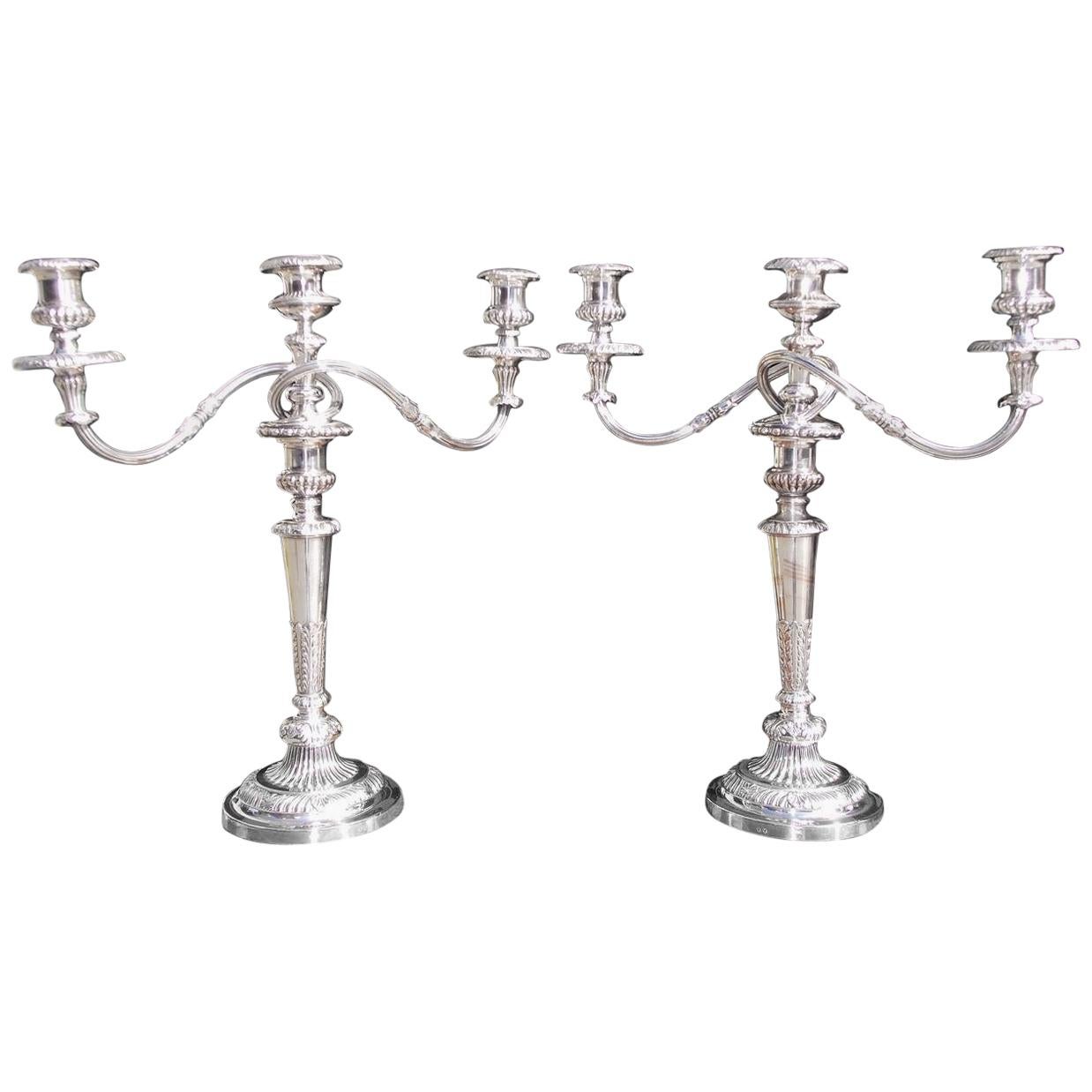 Pair of English Regency Sheffield Candelabras, Matthew Boulton, Circa 1800