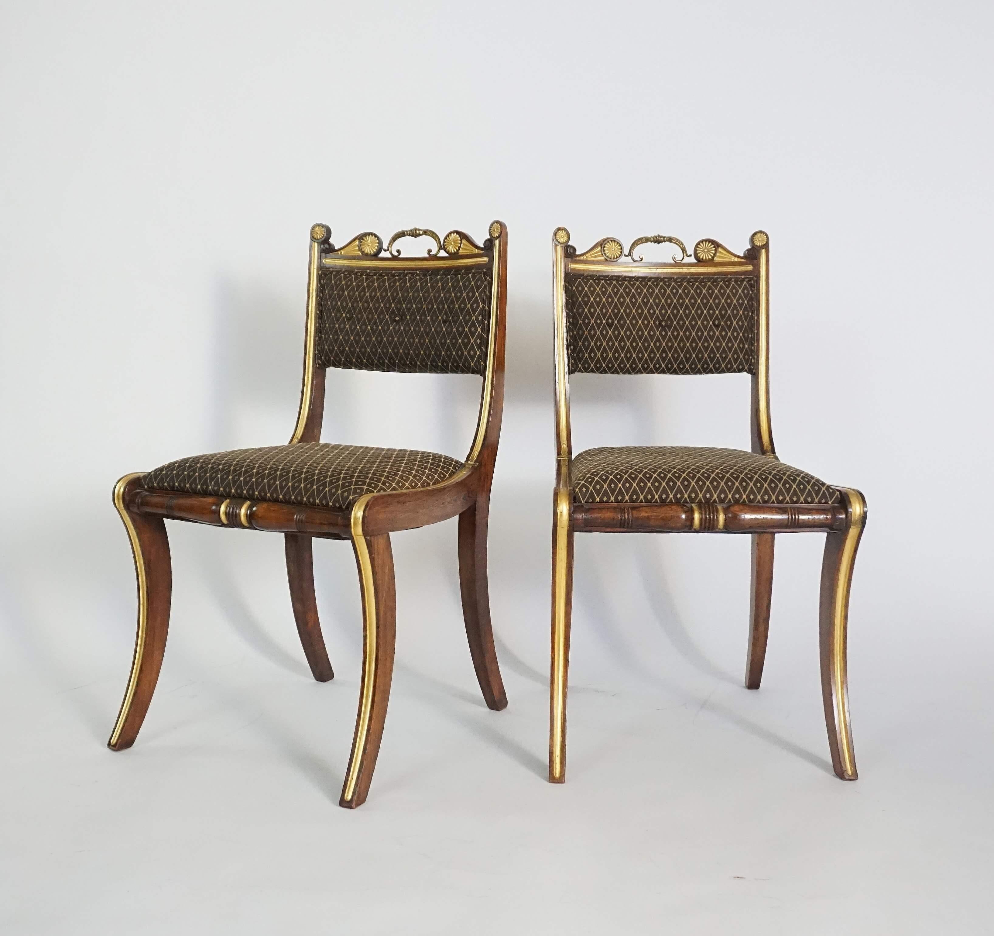 Pair of English Regency Side Chairs attributed to Morel & Hughes, circa 1815 In Good Condition For Sale In Kinderhook, NY