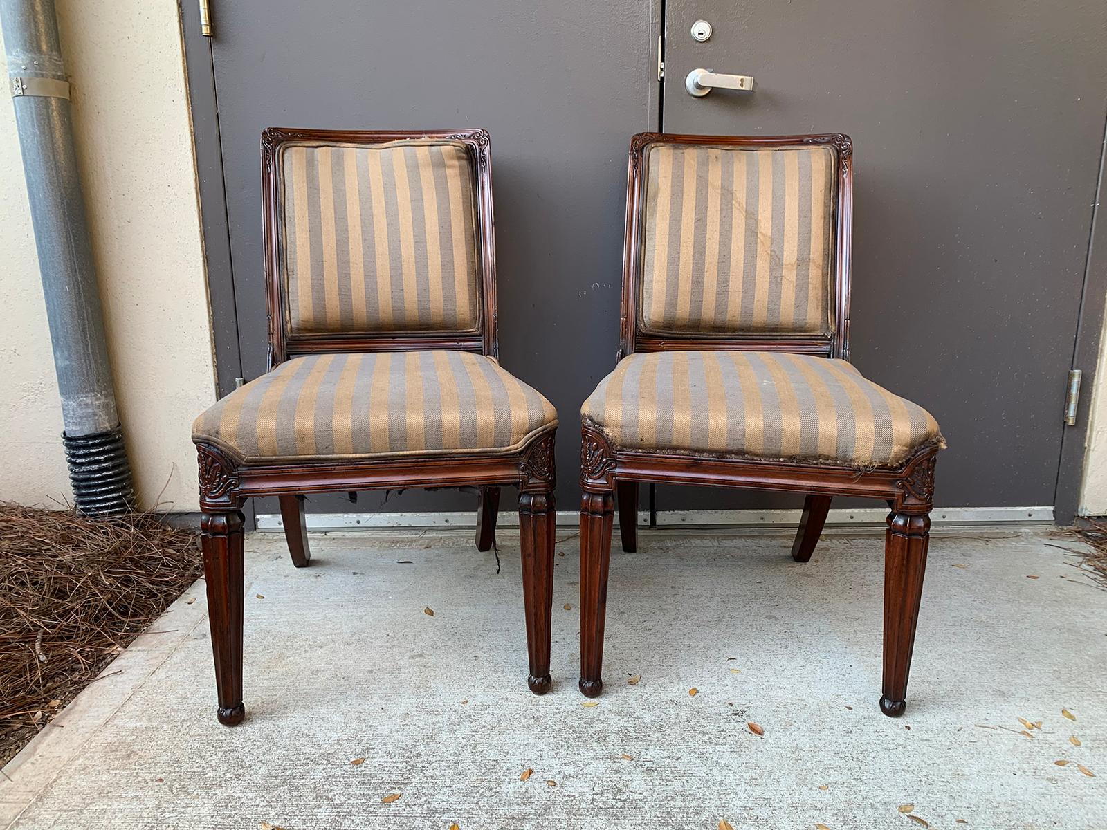 Pair of English Regency side chairs, circa 1800.
