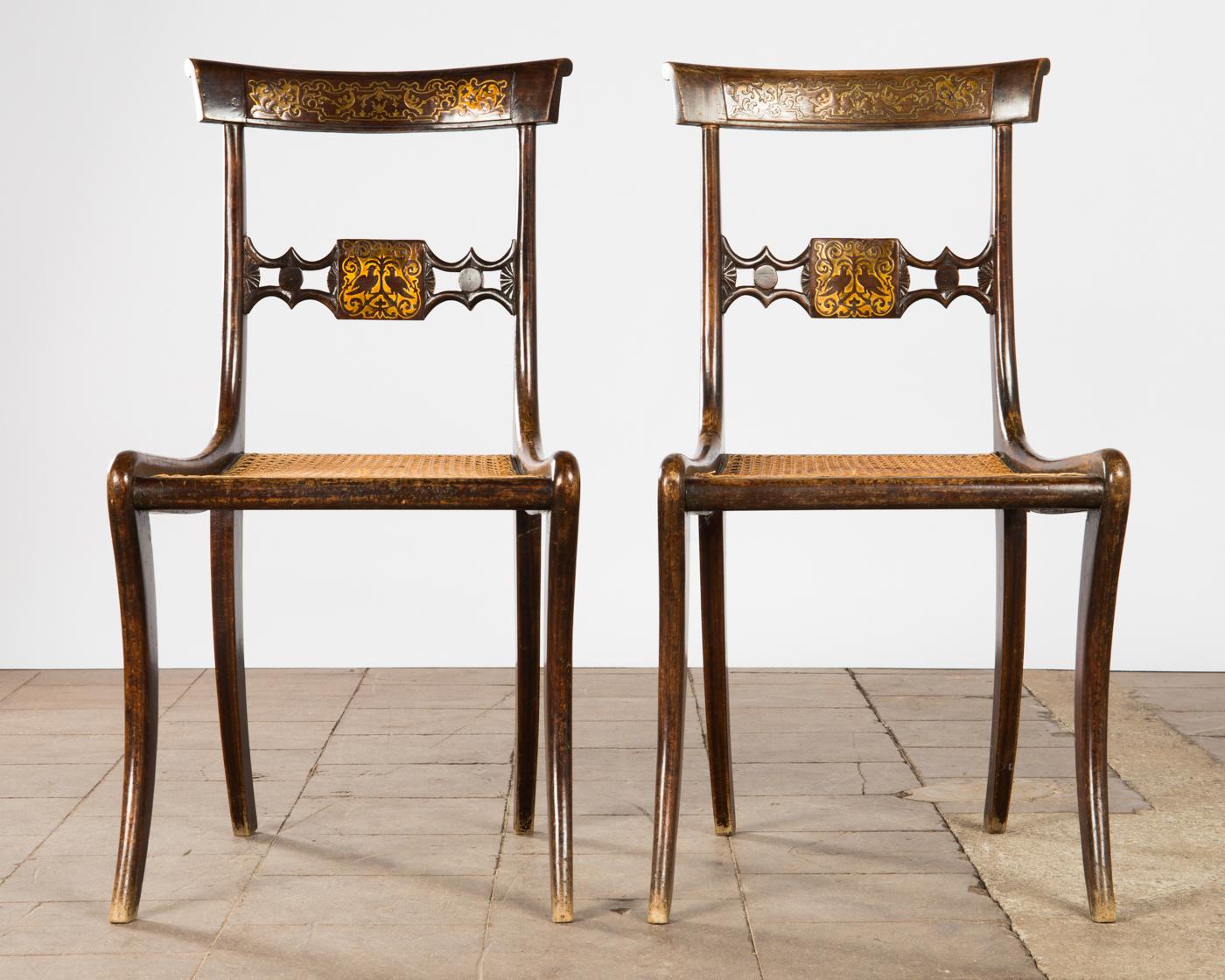 British Pair of English Regency Side Chairs