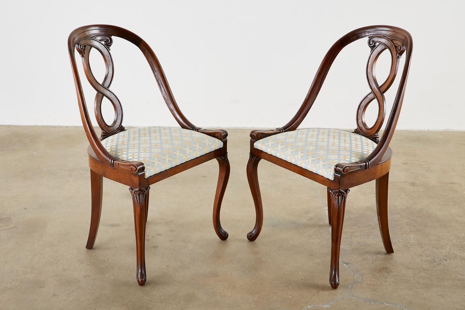 19th Century Pair of English Regency Spoon Back Mahogany Chairs