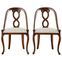 Pair of English Regency Spoon Back Mahogany Chairs