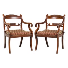 Pair of English Regency style Armchairs With Pink and Brown Cushion