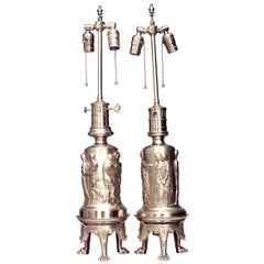 Coppia di lampade da tavolo Dore in bronzo in stile Reggenza inglese