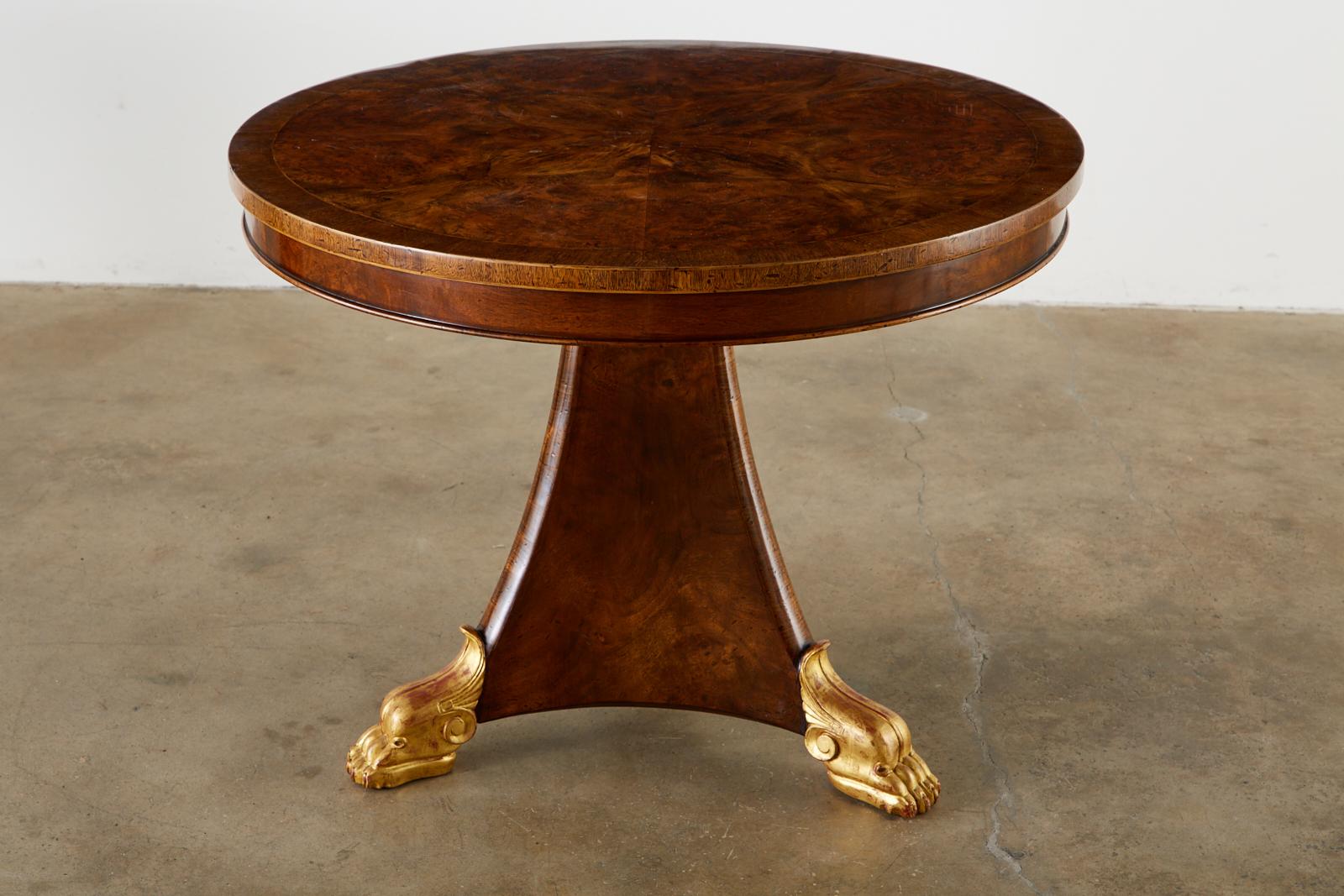 Pair of English George III Style Burl Wood Library or Center Tables For Sale 1