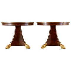 Pair of English Regency Style Burl Wood Library or Center Tables