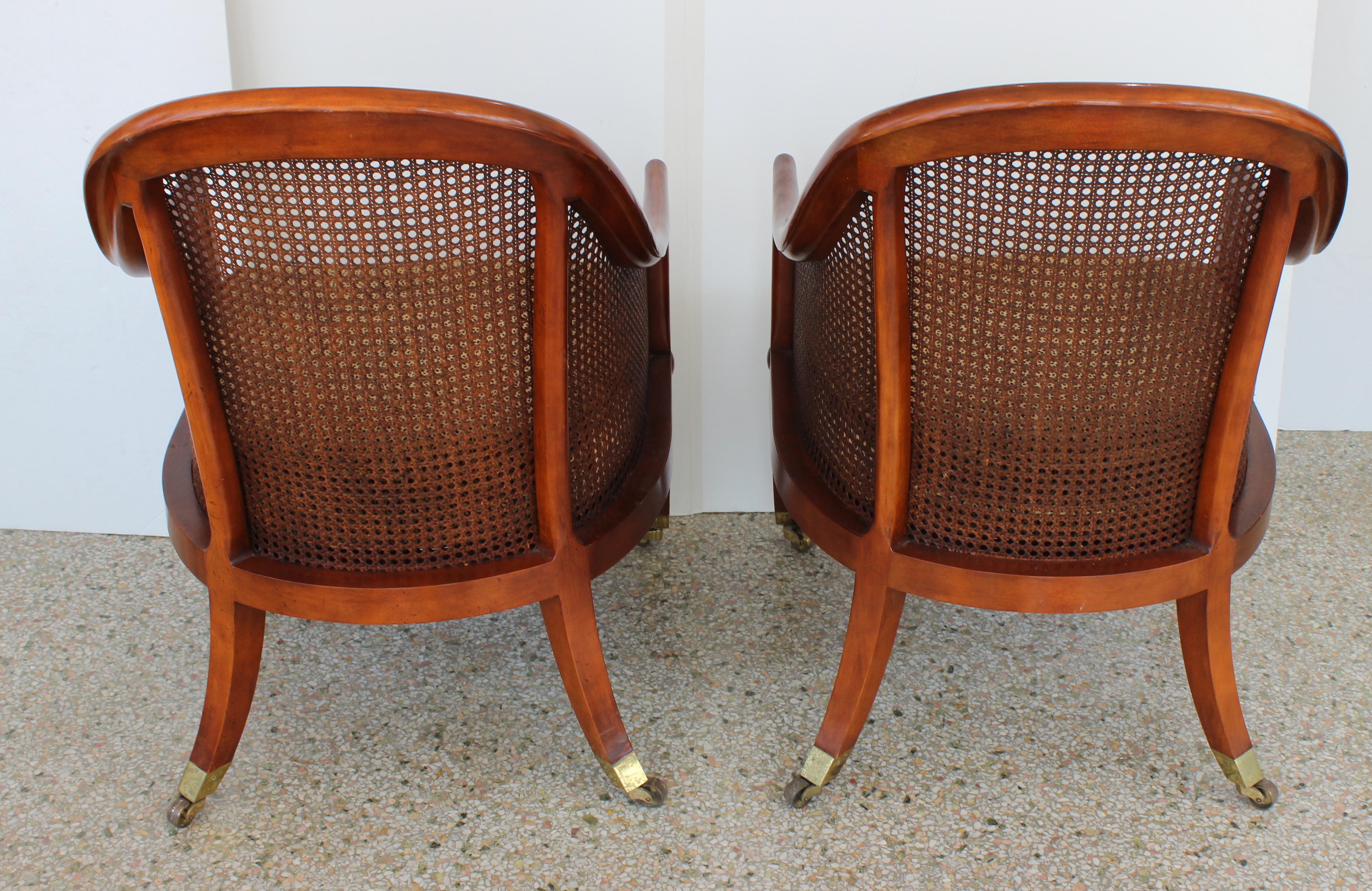 Hand-Crafted Pair of English Regency Style Chairs by Baker Furniture