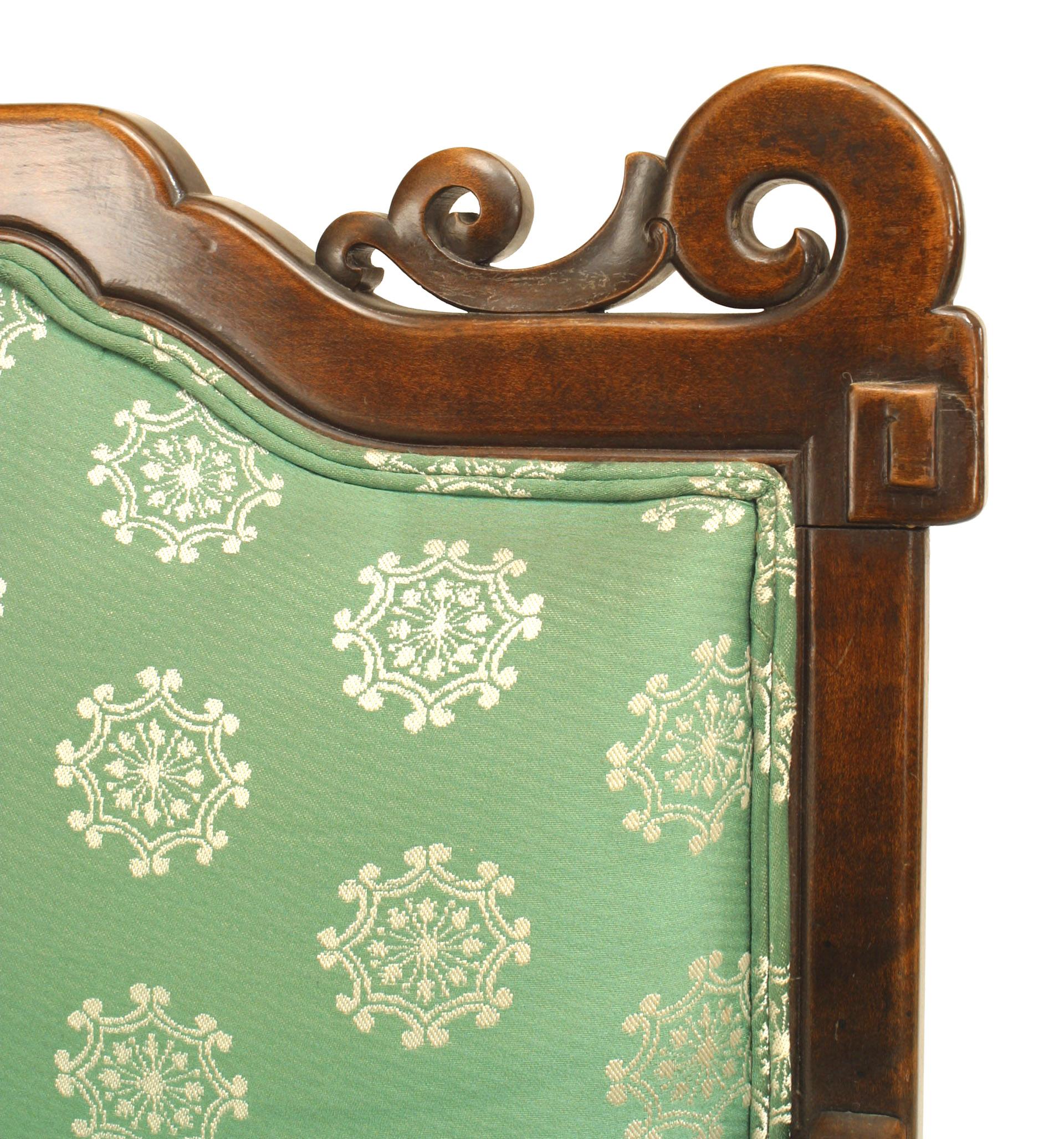 Coppia di poltrone imbottite Viotdot English Regency Chinoiserie in mogano verde in vendita 1