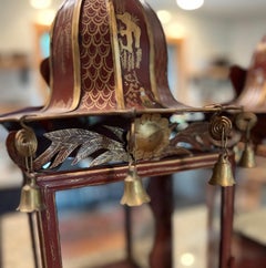 Pair of English Regency Style Chinoiserie Tôle Peinte Wall Lanterns