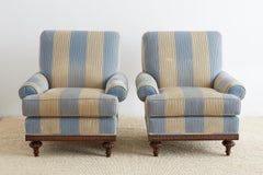 Pair of English Regency Style Club Chairs by Kravet