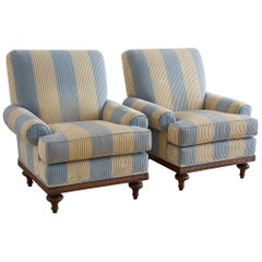 Pair of English Regency Style Club Chairs by Kravet