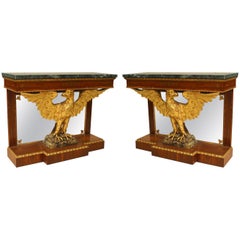 Vintage Pair of English Regency Style Console Tables