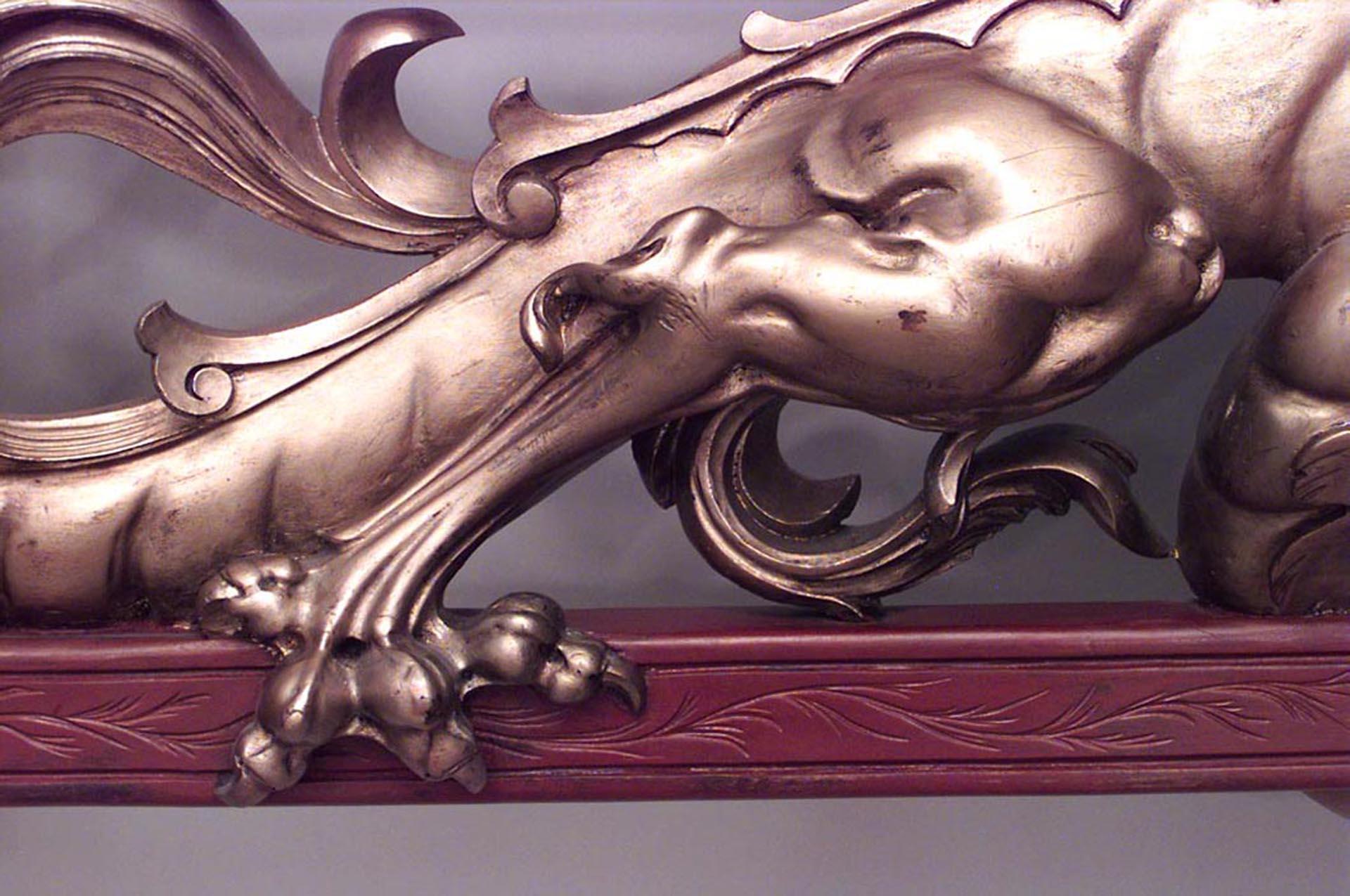 Pair of English Regency Carved Dragon Wall Plaques In Good Condition For Sale In New York, NY
