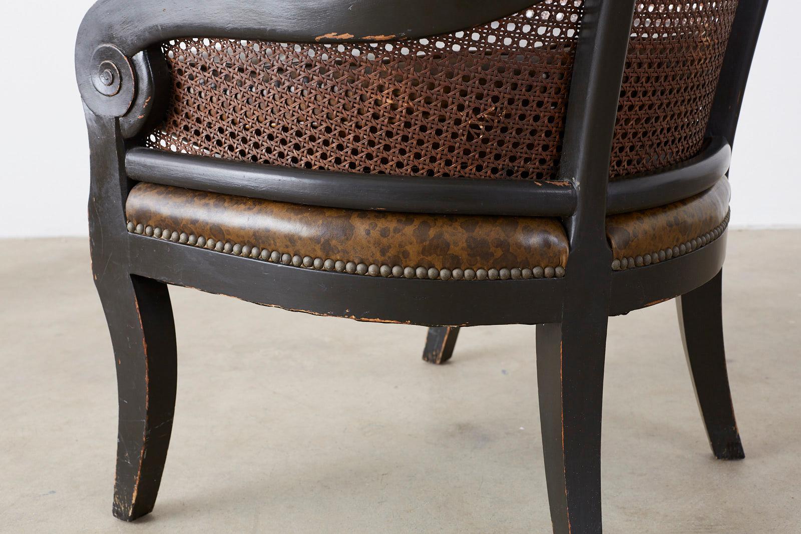 Pair of English Regency Style Ebonized Klismos Chairs 4