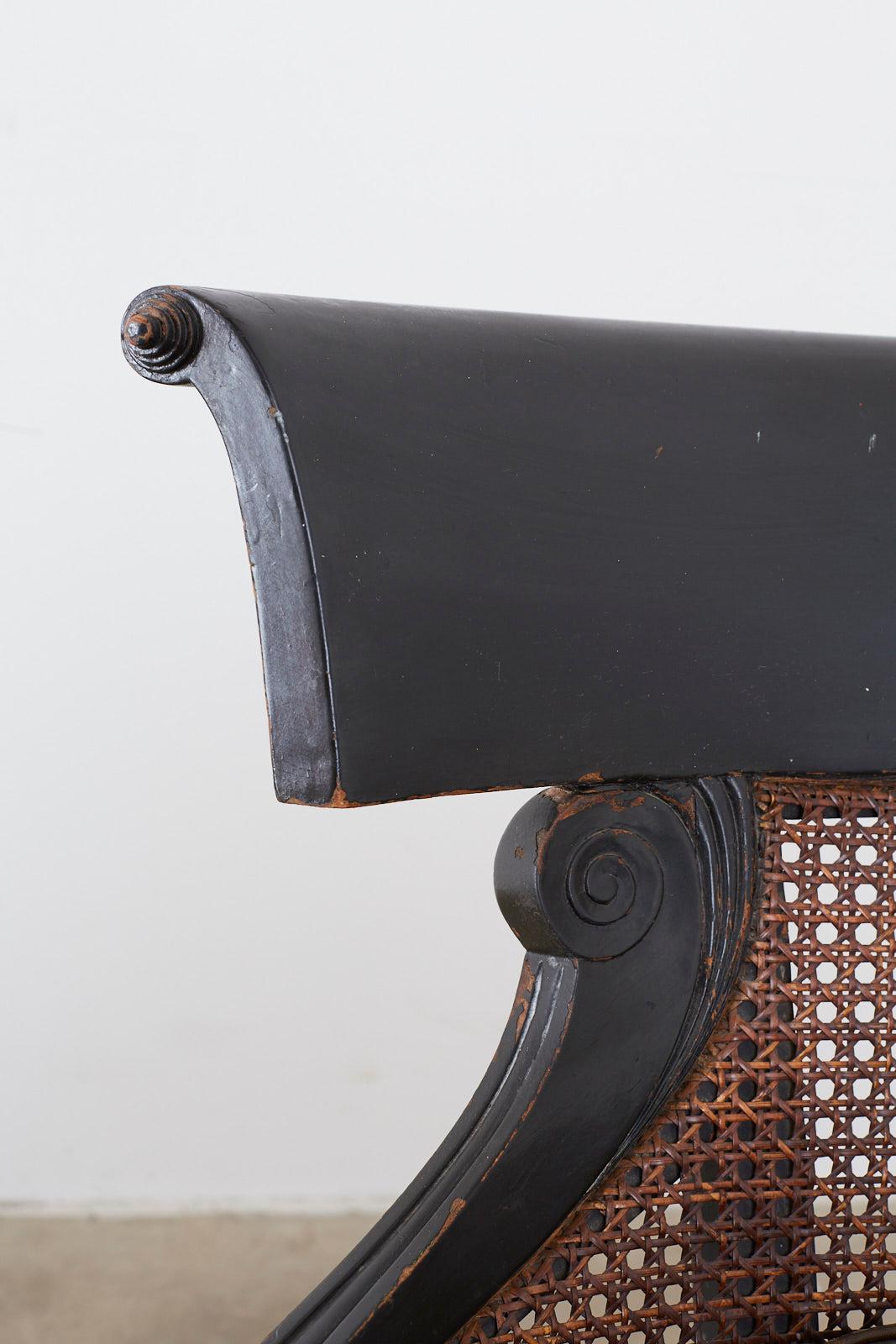 Pair of English Regency Style Ebonized Klismos Chairs 5